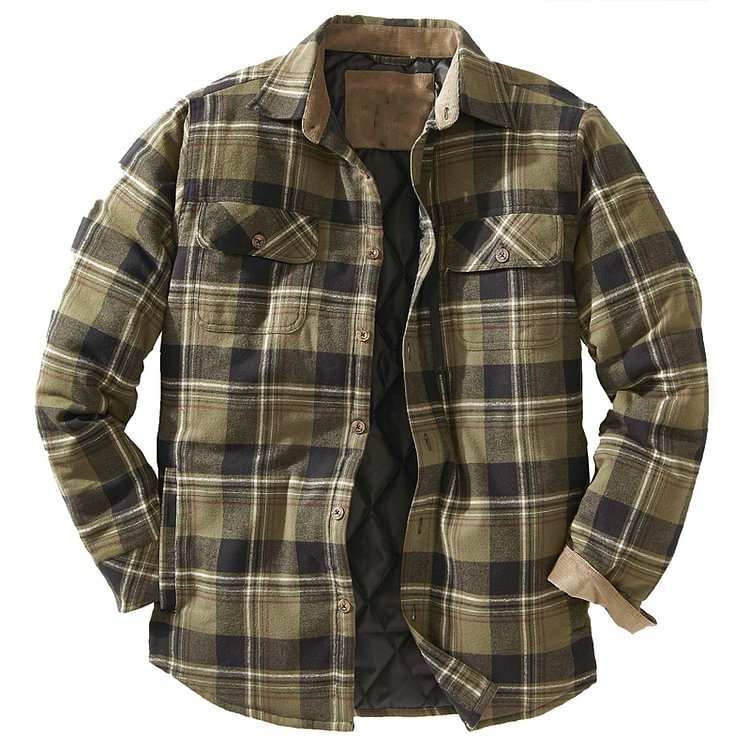 Mens Winter Plaid Thick Casual Jacket