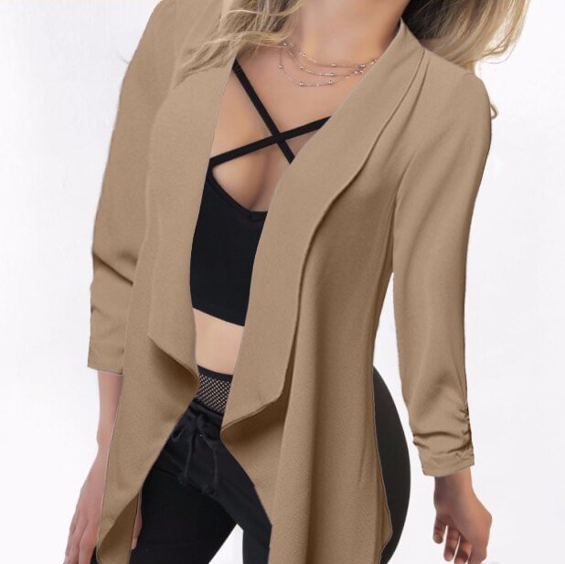Sale Summer Autumn Women Blazer open front coat and jacket Fashion Slim long Sleeve Elegant Suit Jacket Office Women Blazer D30 - BlackFridayBuys