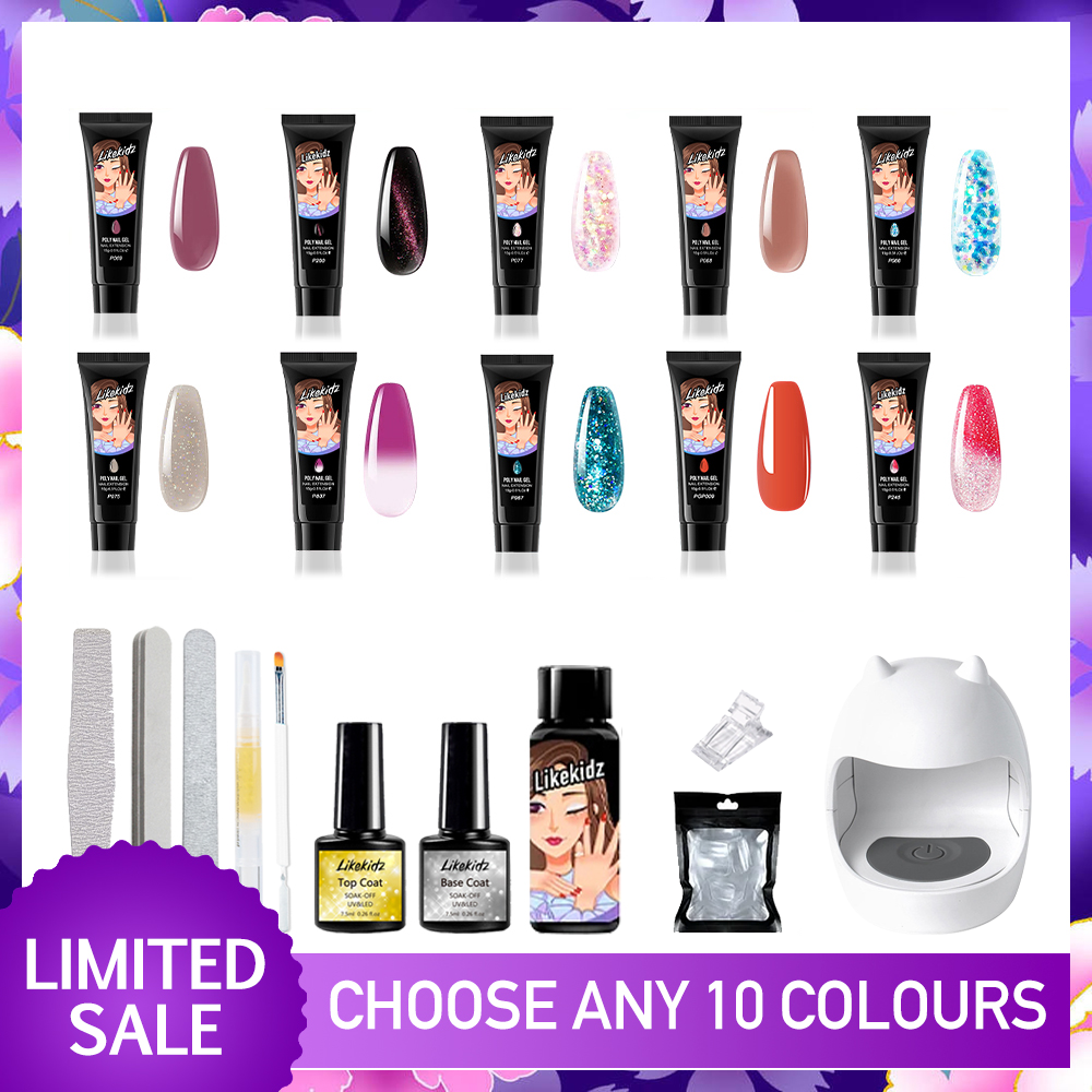 10 Optional Colors Poly Nail Gel Starter Kit