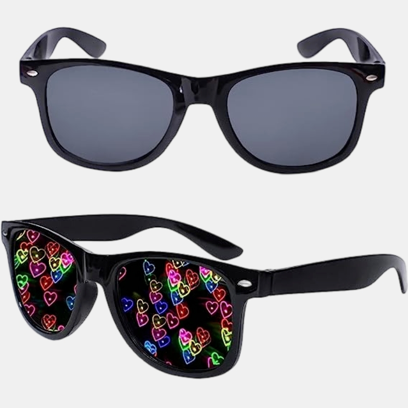 Heart Sunglasses Heart Effect Diffraction Glasses for Women Men Festival Party Rave Light Glasses UV400 Protection