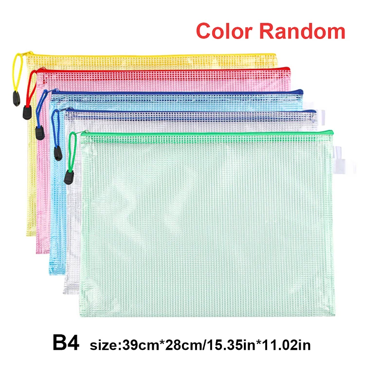 5 PCS Waterproof Mesh Zipper Bag Cross Stitch PVC Mesh Zip File Bag Puzzle Bags