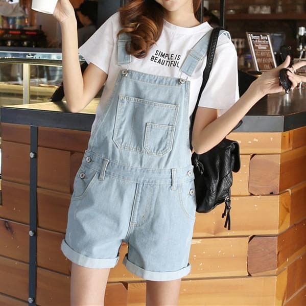 4 Colors Denim Overalls Shorts SP179944