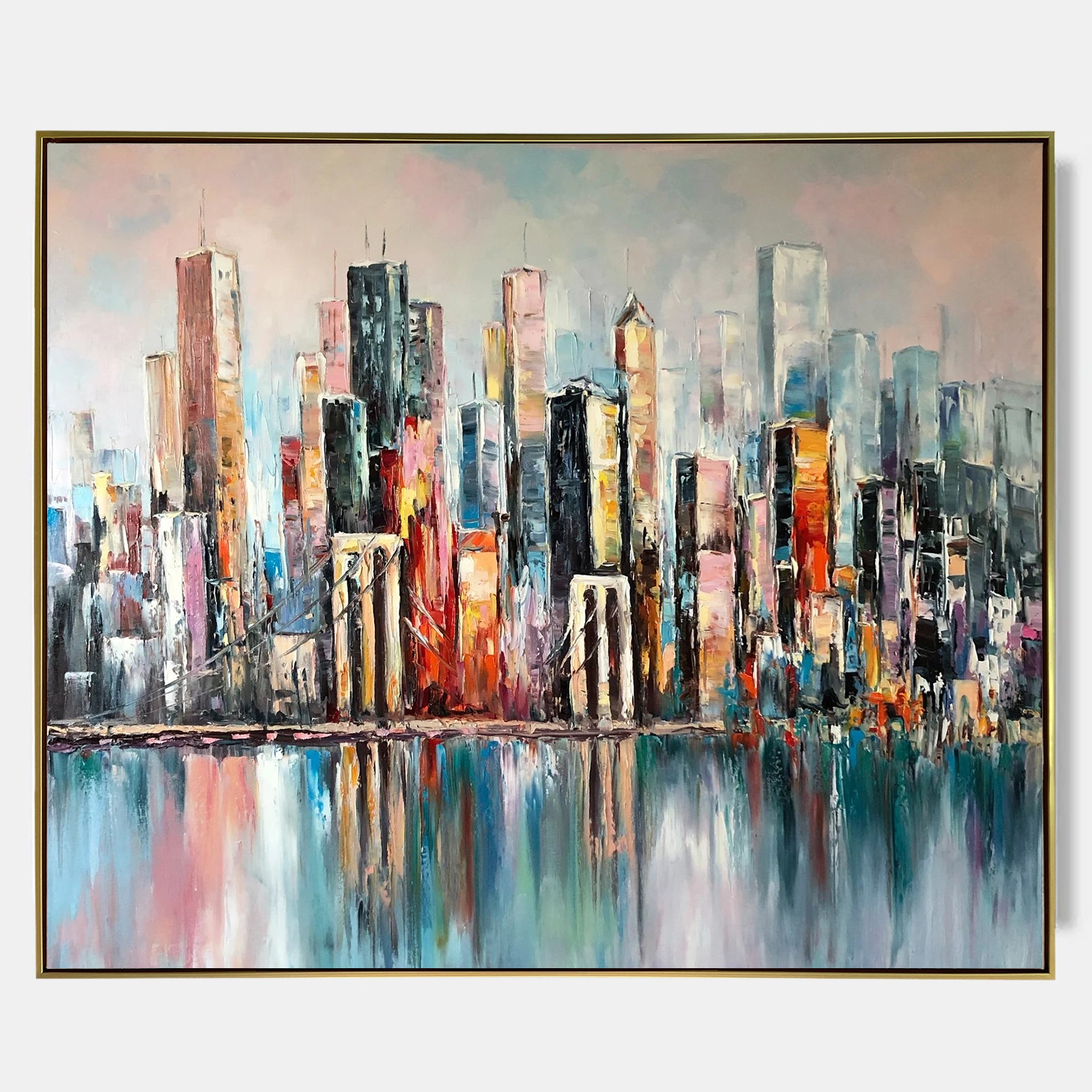 Arabelart Large New York City Abstract Painting | City Skyline Abstract Oil Painting | AR1526