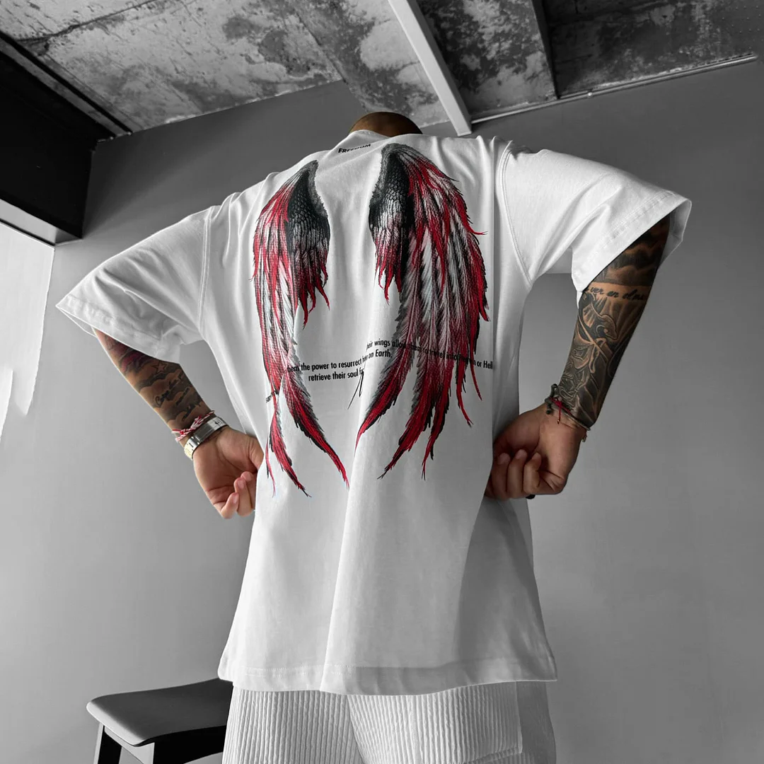 Unisex Casual Angel Wings T-Shirt、、URBENIE