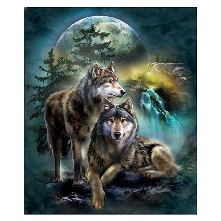 Wolf Square Full Drill Diamond Painting 30X35CM(Canvas) gbfke