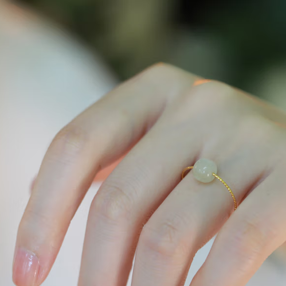 High Standard Elegant Hetian Jade Ring for Women - Original Design, Adjustable & Stylish Index Finger Ring