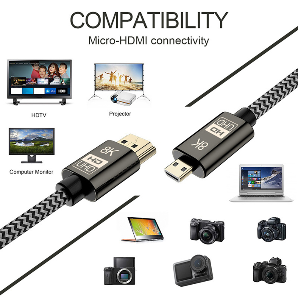 8K Gold Plated Micro HDMI-compatible to HDMI-compatible Adapter Cable 3D Ethernet Audio Return, 1.5m, 501 Original
8K Gold Plated Micro HDMI-compatible to HDMI-compatible Adapter Cable 3D Ethernet Audio Return, 1.5m, 501 Original