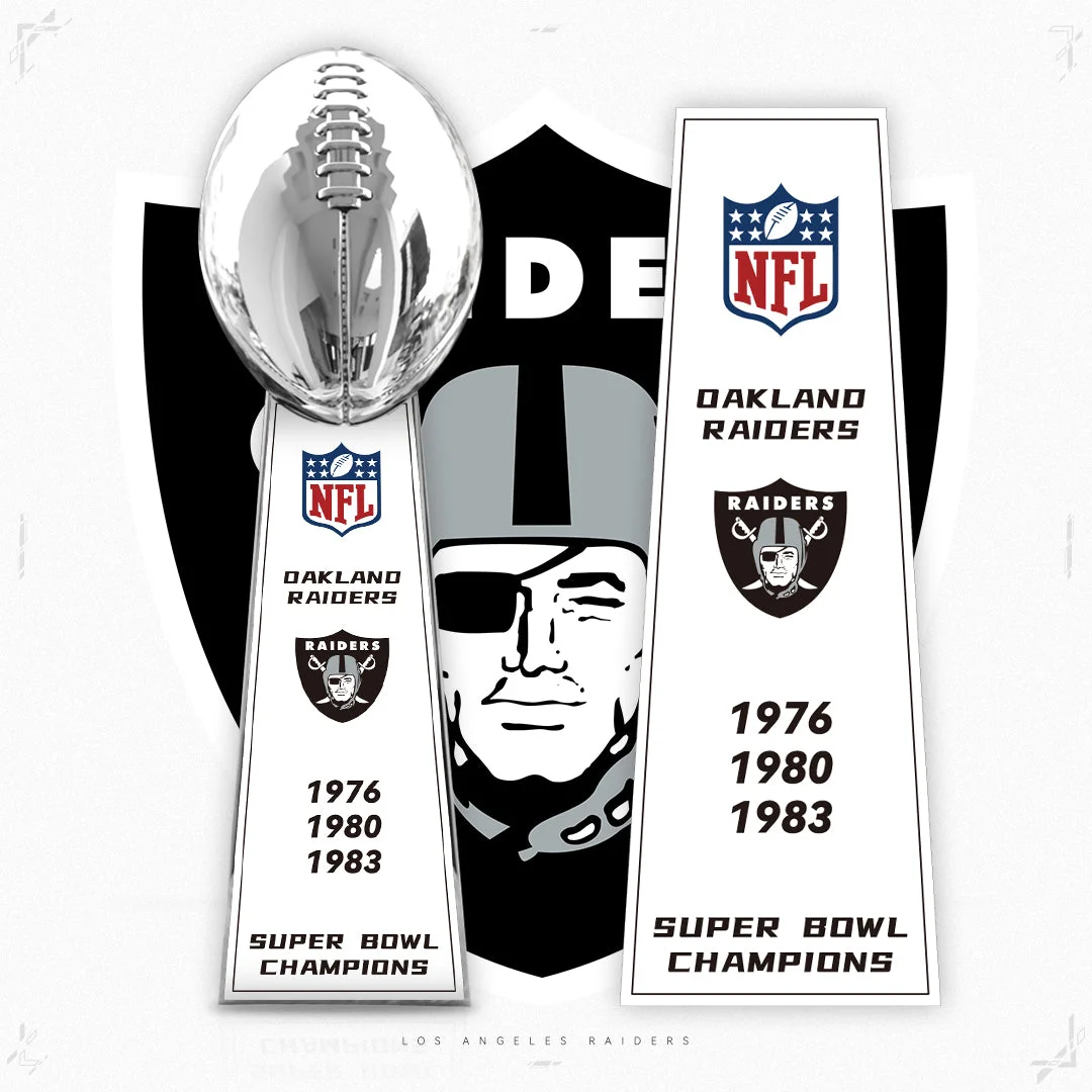 [NFL]Los Angeles Raiders，1976/1980/1983 Vince Lombardi ,  Super Bowl Championship Trophy Resin Version