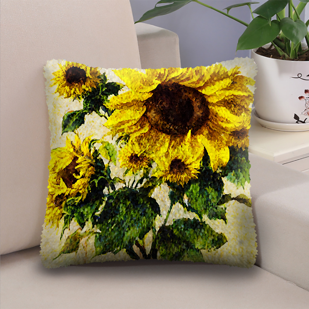 Gift2u Latch Hook Rug Kit for Adults with Printed Sunflower, DIY