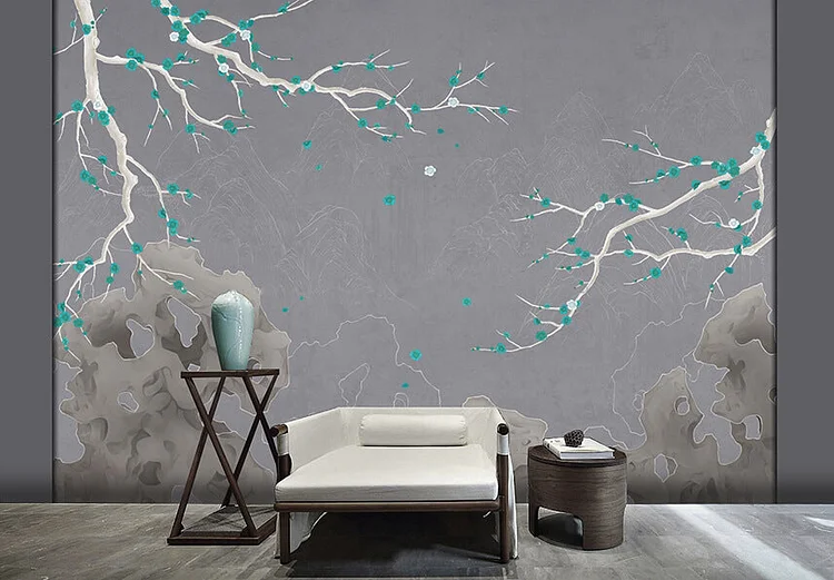 SM1021  Branches and Stones   - Wall Mural