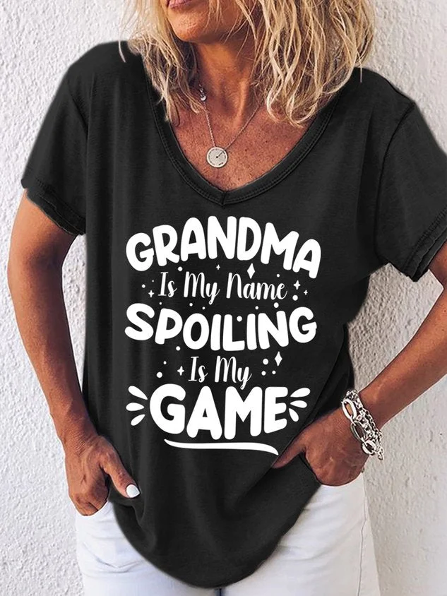 Grandma Is My Name Spoiling Is My Game Women's T-Shirt socialshop