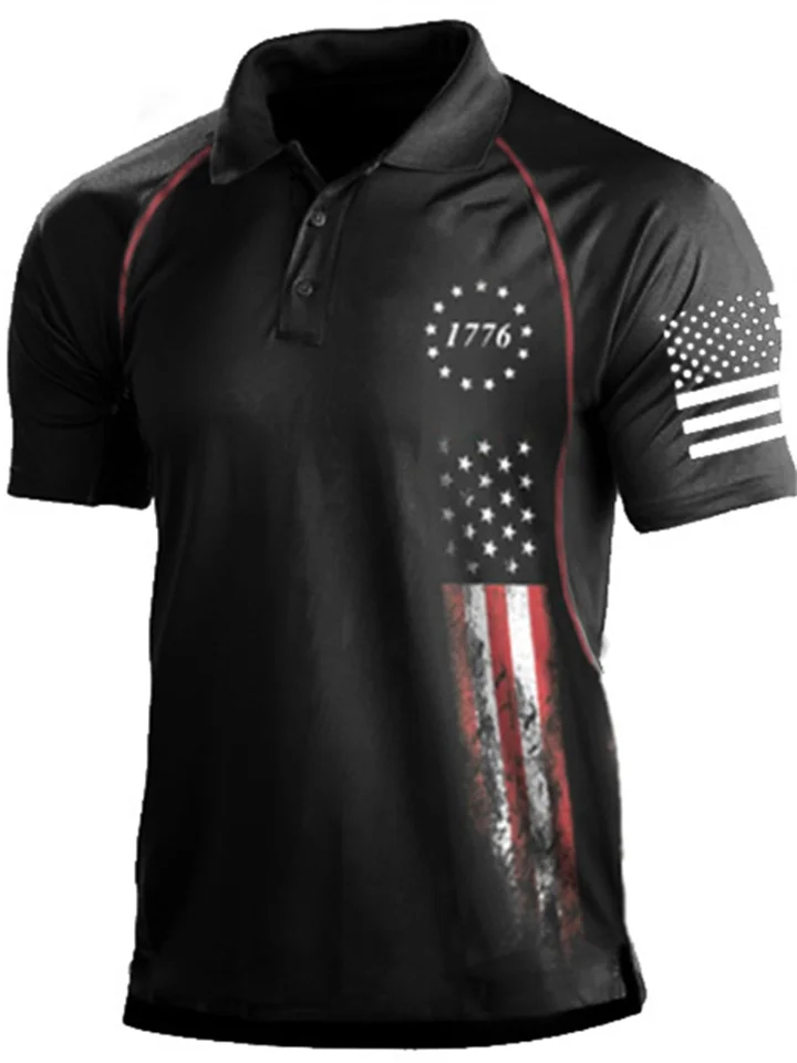 Men's Polo Shirt T shirt 1776 Independence Day American Flag Print Patriotic Military Tactical Shirt Tee shirt Short Sleeve Shirt Top Outdoor Breathable Quick Dry Lightweight Summer Fishing Combat-Cosfine