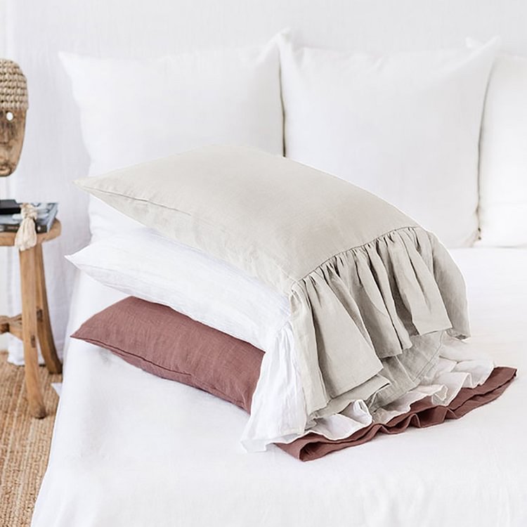 2pcs | White Fishtail 100% Flax Linen Pillowcases-ChouChouHome