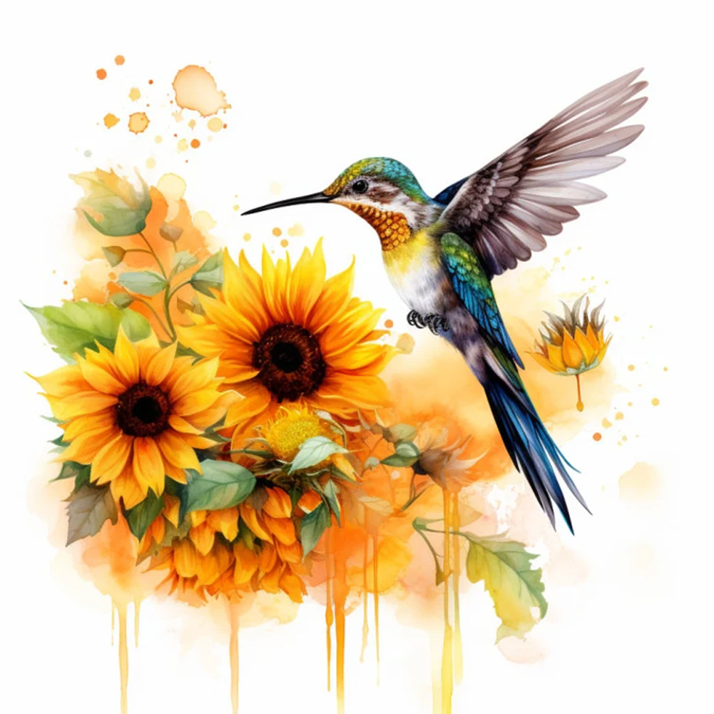 Hummingbird And Yellow Flower - 5D Diamond Painting