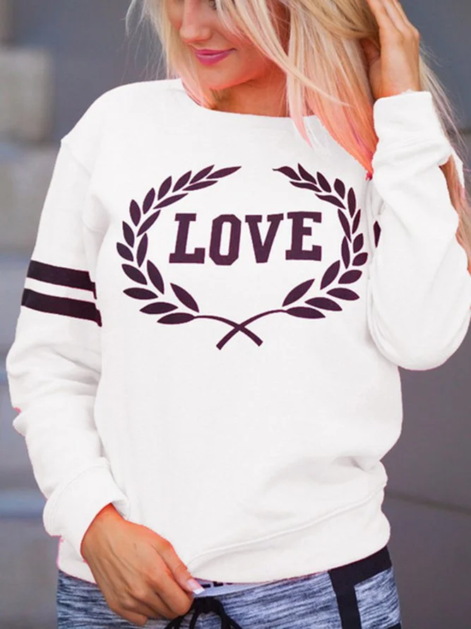 Loose Fit Letter Print Women Fall Sweatshirts Zaesvini