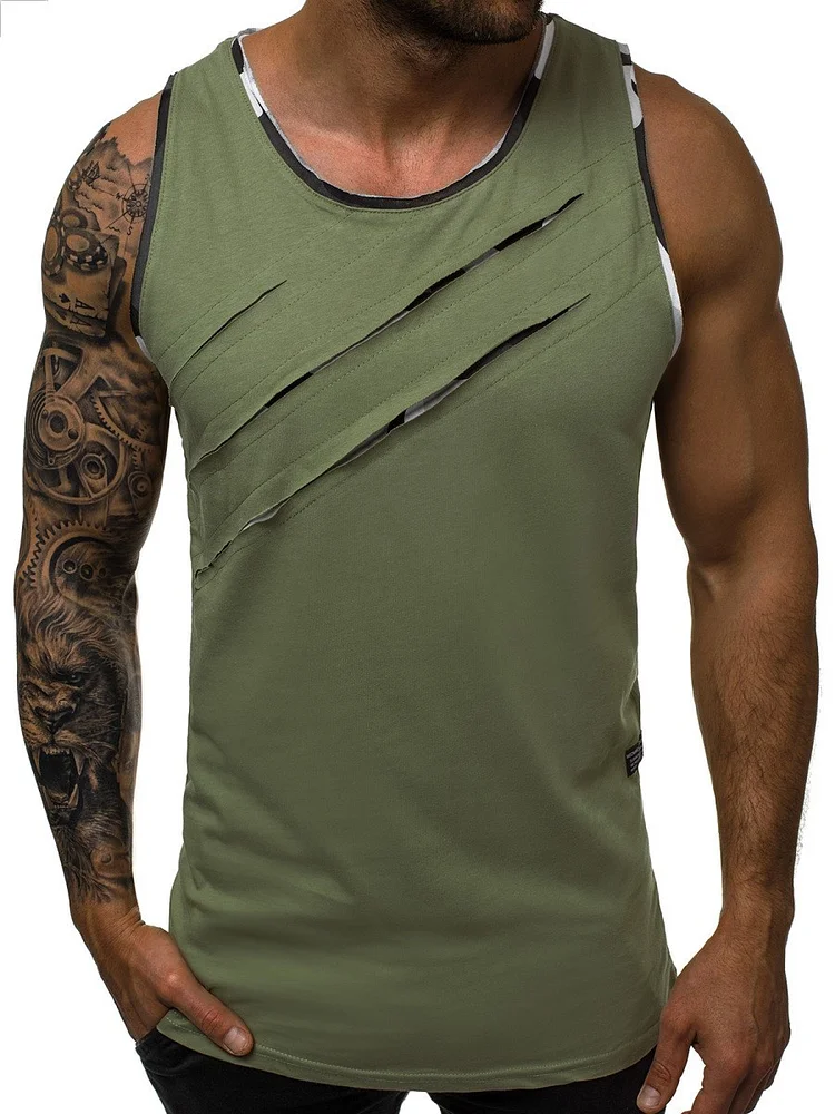 Summer Men's Sleeveless Vest Broken Copper Fitness Vest