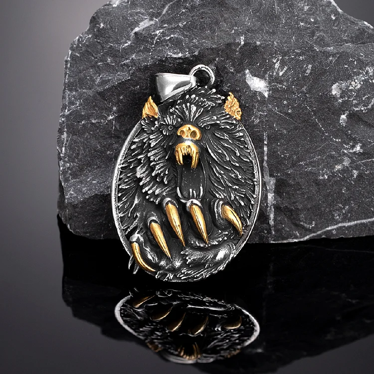 Viking Wolf Head Stainless Steel Necklace