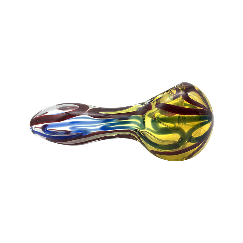 Fire and Ice Stripes Flower Mark & Golden Yellow Spoon Pipe