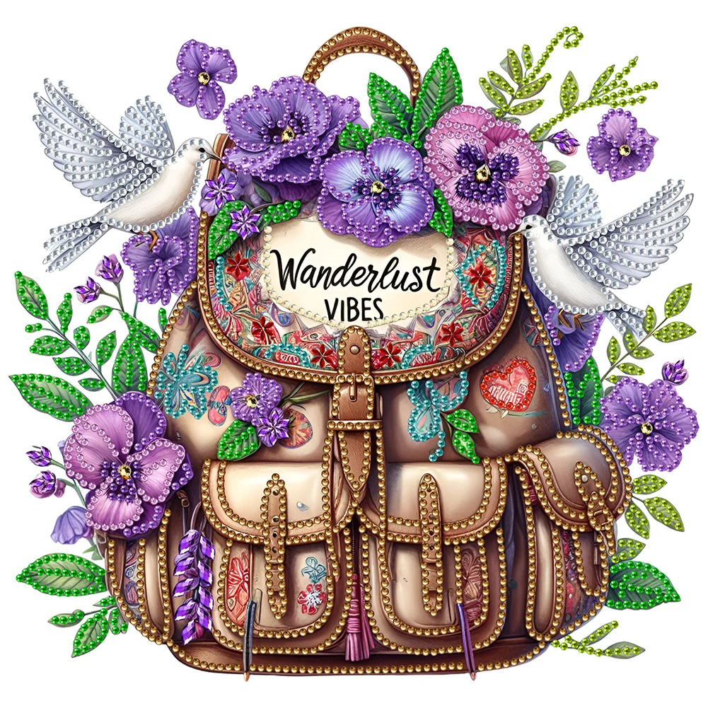 Partial Special-shaped Crystal Rhinestone Diamond Painting - Flower Backpack(Canvas|30*30cm)