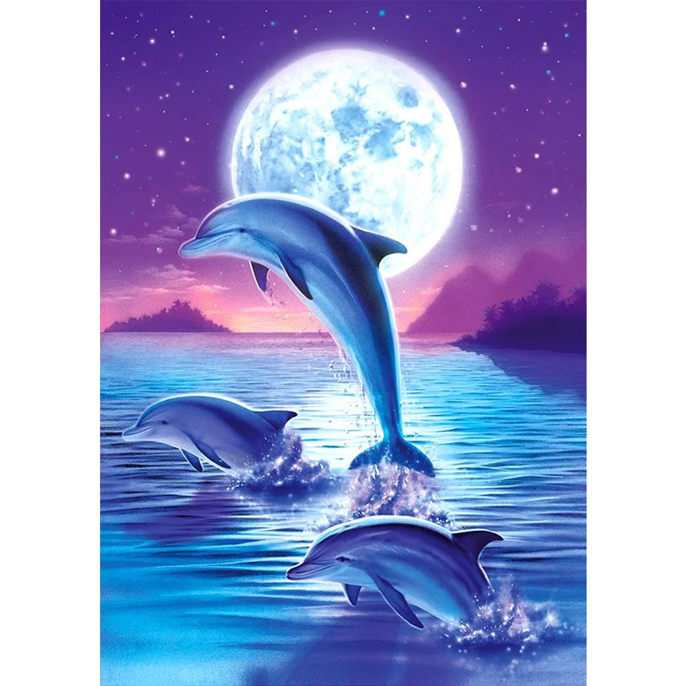 Full Round Diamond Painting - Jumping Dolphin(30*40cm)
