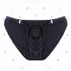 Mens Bikini Ultra Thin Low Rise Unbuttoned Ice Silk Briefs