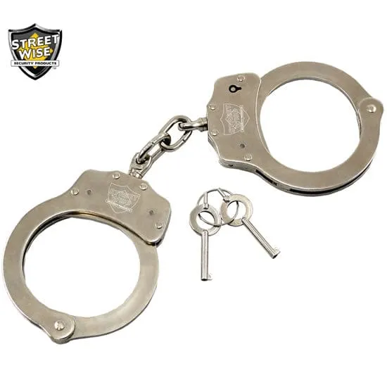 pornhint Pornhint Nickel Coated Steel Handcuffs Double Locking