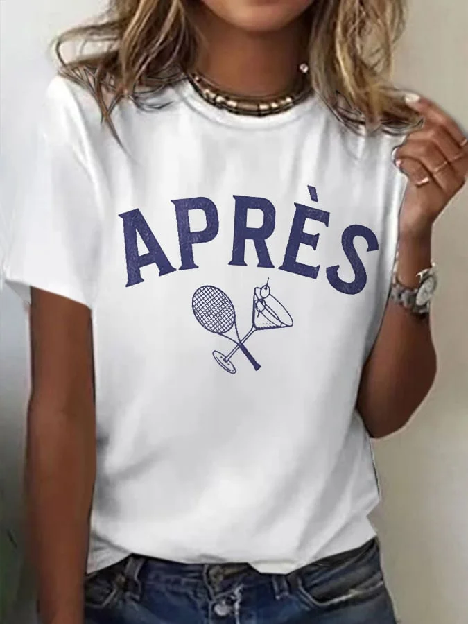 Women's Apres Tennis Printed V-Neck T-Shirt socialshop