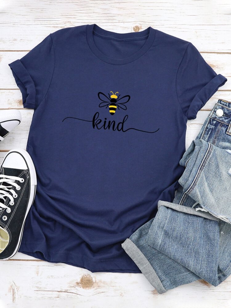 Cartoon Printed Letter Short Sleeve O Neck Casual T shirt P1666215