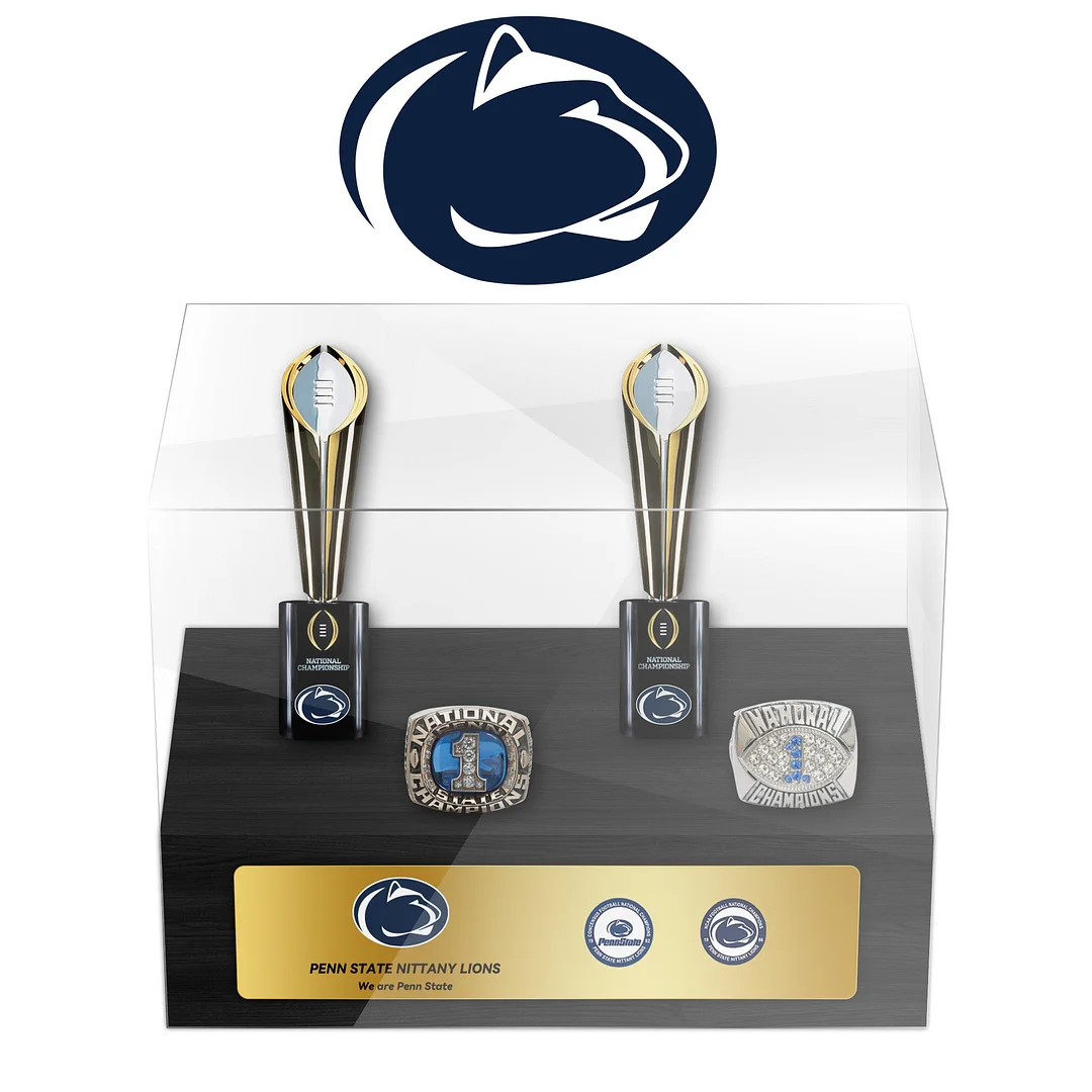 Penn State Nittany Lions College NCAA Football Championship Trophy And Ring Display Case