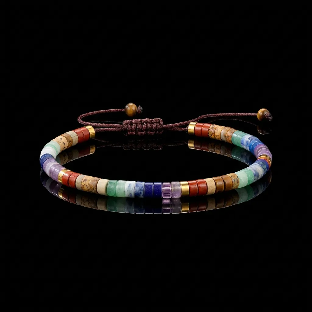 JiStones Chroma Series - Natural Stone & Gold-Tone Adjustable Bracelet