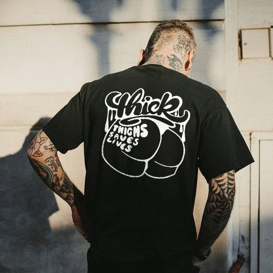 Mick  Thighs Saves Lives Printed Men's T-shirt -  