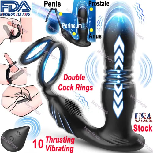 Thrusting-Anal-Dildo-Vibrator-Prostate-Massager-Cock-Ring-Sex-Toys -For-Men-Women Thrusting-Anal-Dildo-Vibrator-Prostate-Massager-Cock-Ring-Sex-Toys -For-Men-Women