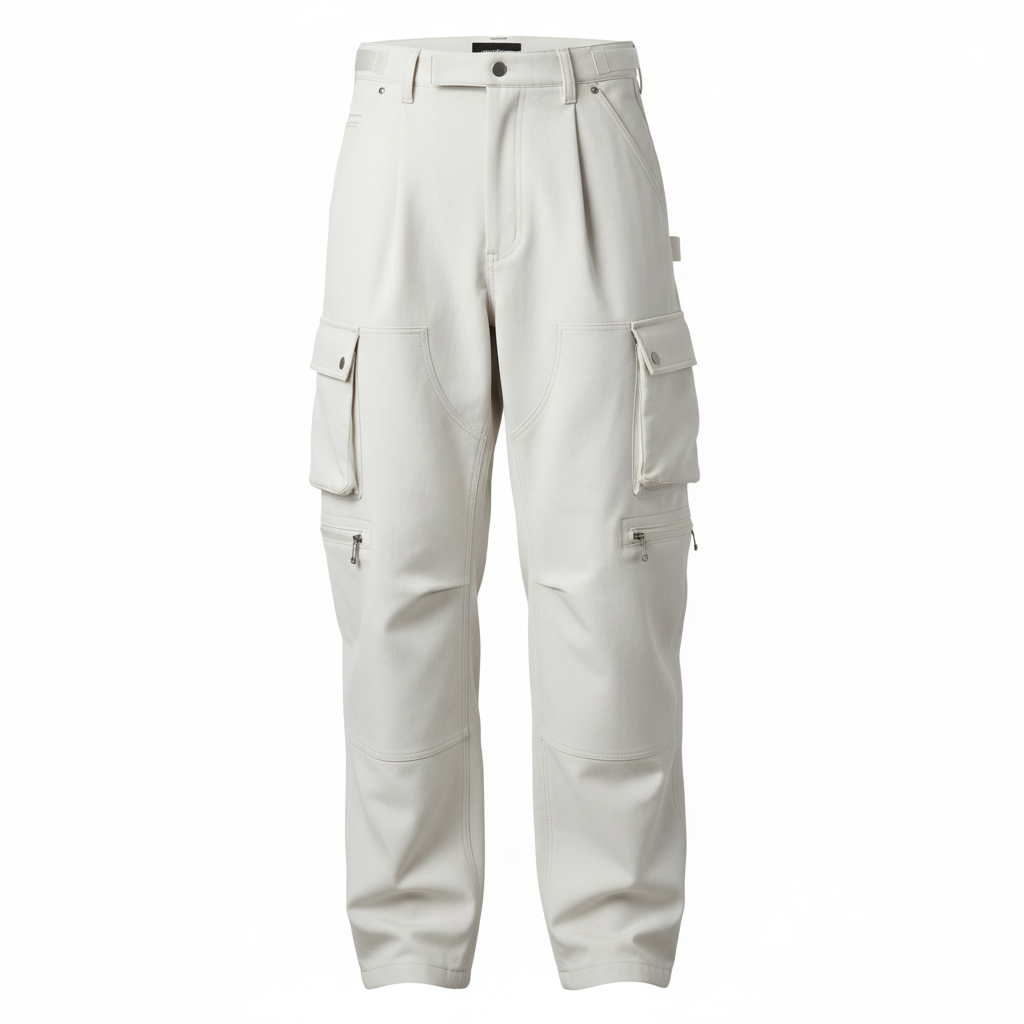 thesupersurf White Cargo Pants with Multiple Pockets
