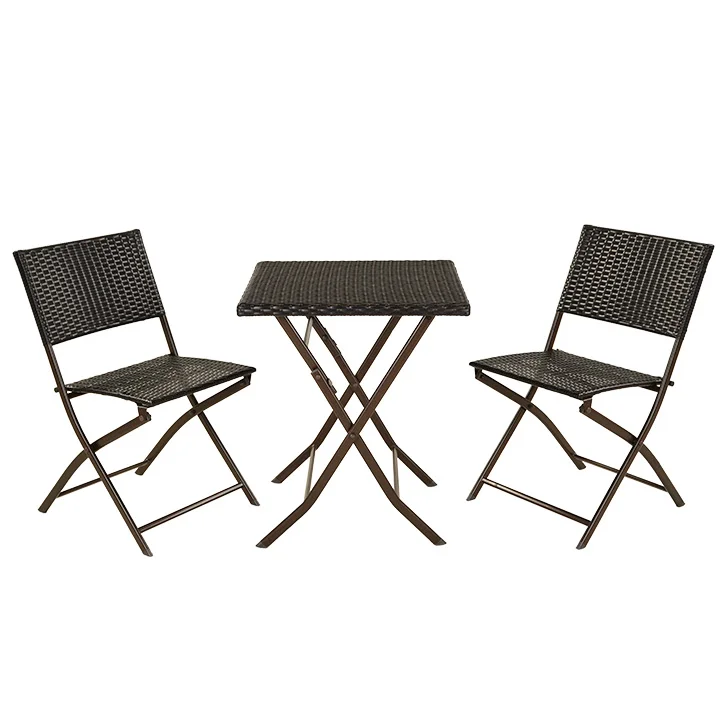 GRAND PATIO 3 Piece Brown Bistro Set of 1 Garden Table and 2 Chairs
