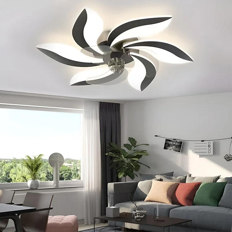 Creative Flower Shaped Three Step Dimming LED Nordic Ceiling Fan Lights - Appledas