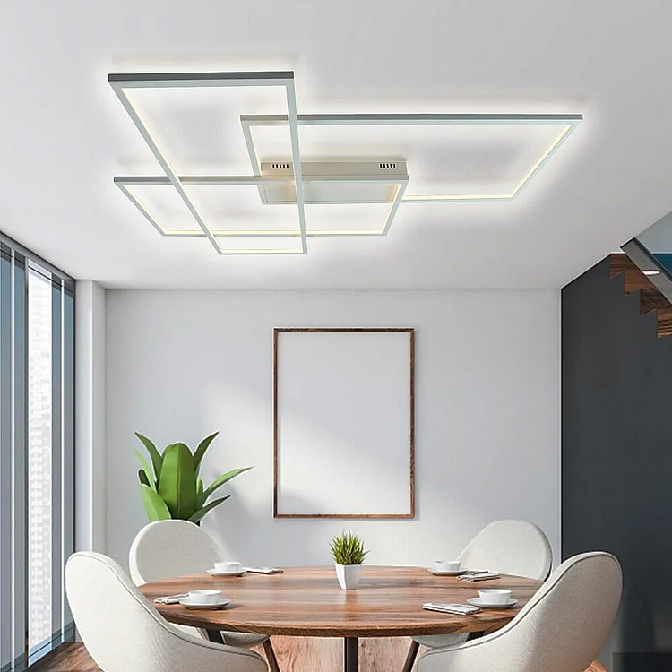 Overlapping Rectangles Aluminum Abstract Style Design Flush Mount Lighting LED Ceiling Light - Appledas