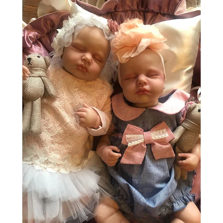  [New 2024]Heartbeat & Sound 20" Reborn Lifelike Asleep Baby Girl Norah & Alexandra Cloth Body Reborn Doll, With Pacifier And Bottle - Reborndollsshop®-Reborndollsshop®