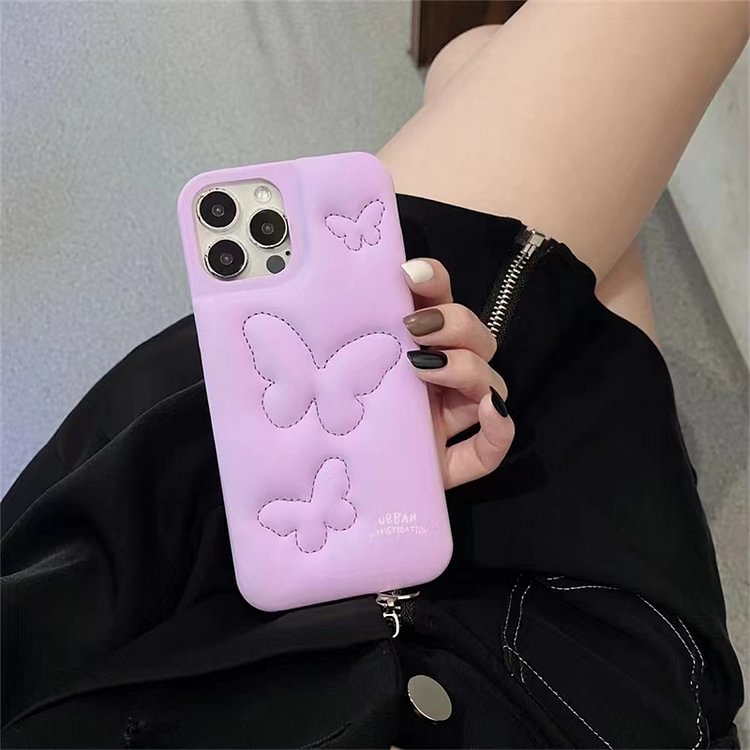 【高級感up】iPhone ケース 多機種対応 耐衝撃 軽量 無地 カップル 蝶 全2色
