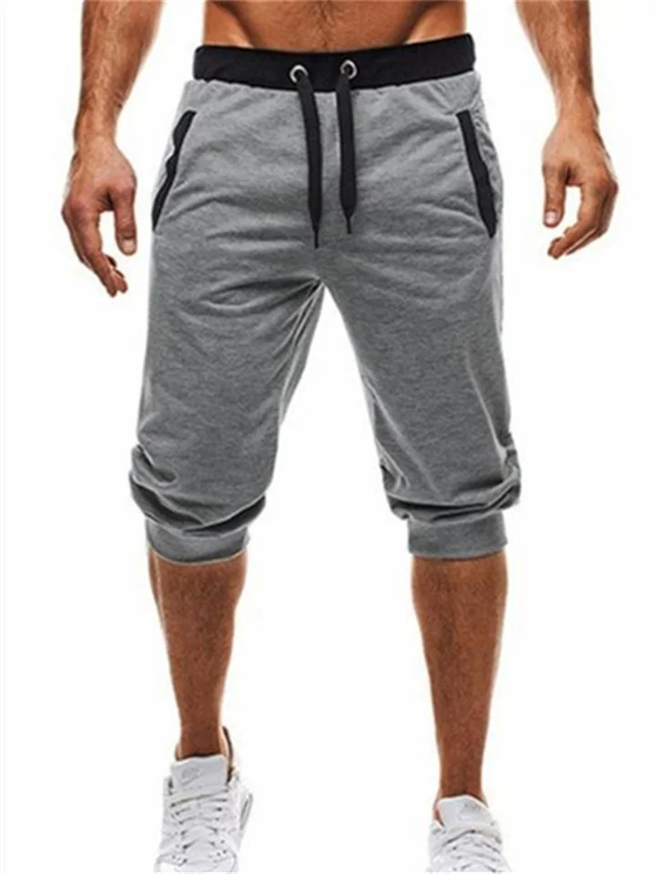 Men's Sweat Shorts Running Shorts Capri Pants Patchwork Drawstring Plain Daily Holiday Going out Streetwear Basic Black Light Grey Micro-elastic-JRSEE