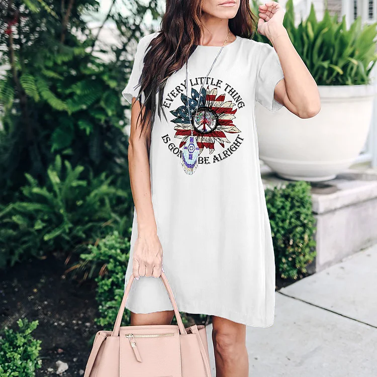 Casual Sunflower Print Dress