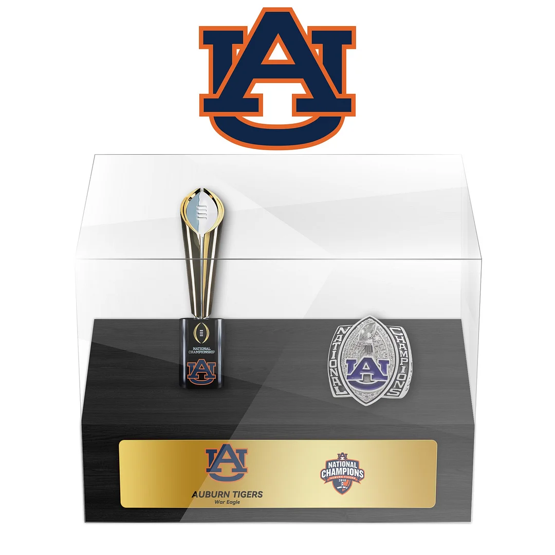 Auburn Tigers College NCAA Football Championship Trophy And Ring Display Case