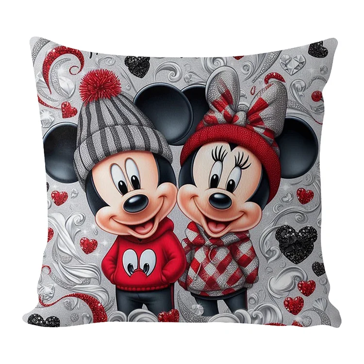 Pillow-Disney Mickey And Minnie 11CT Stamped Cross Stitch 45*45CM(17.72*17.72In)