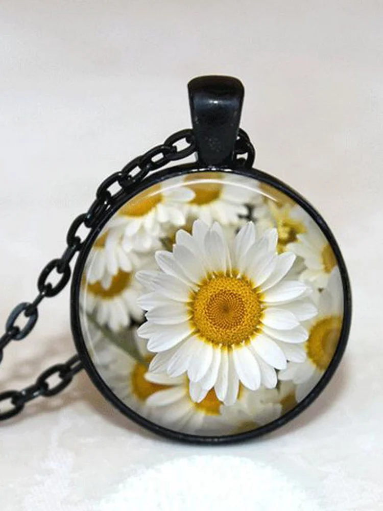 Sunflower Flower Time Gem Necklace