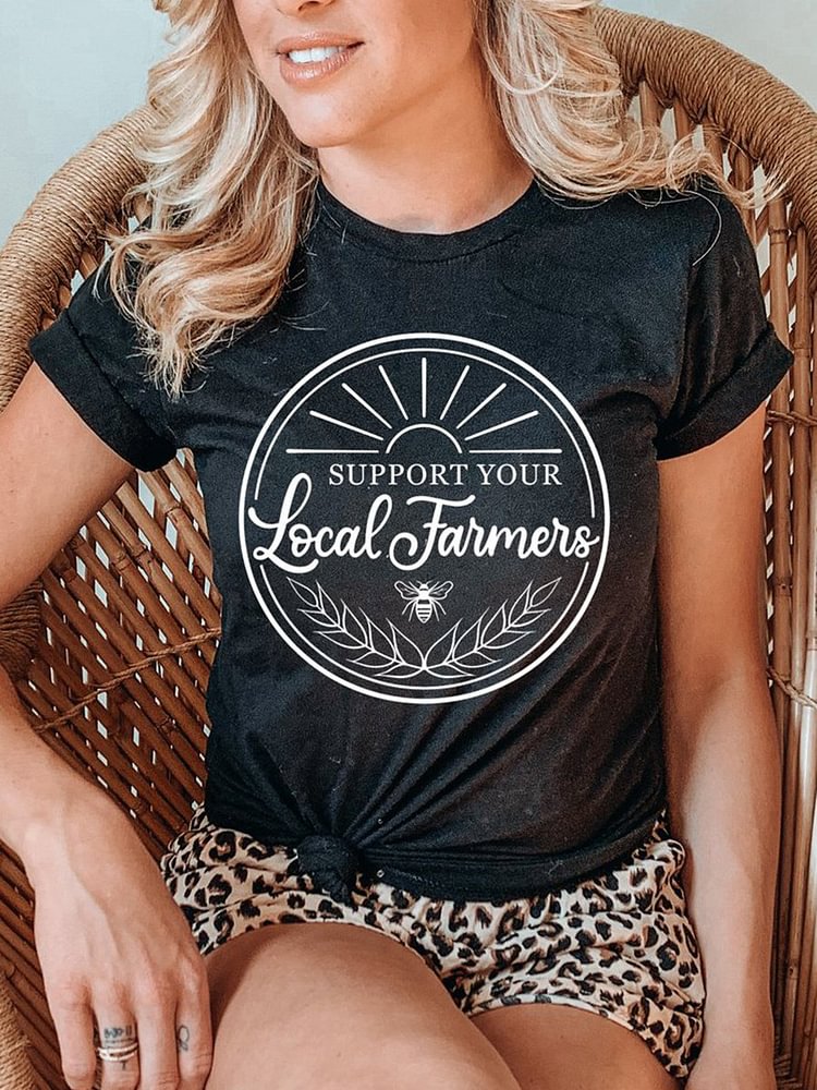 Bestdealfriday Support Your Local Farmers Bee Graphic Tee