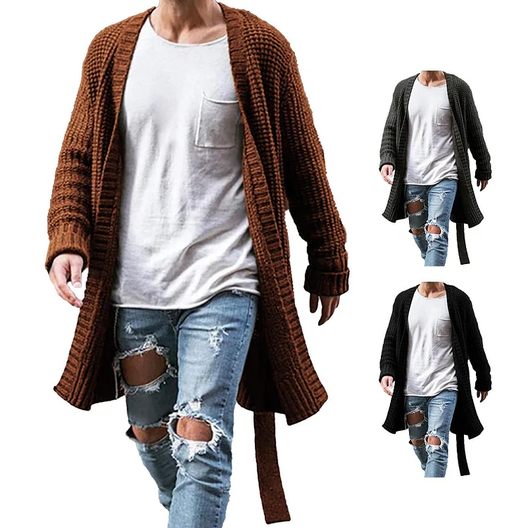 Dark Academia Winter Autumn Mens Knitted Coat DK058
