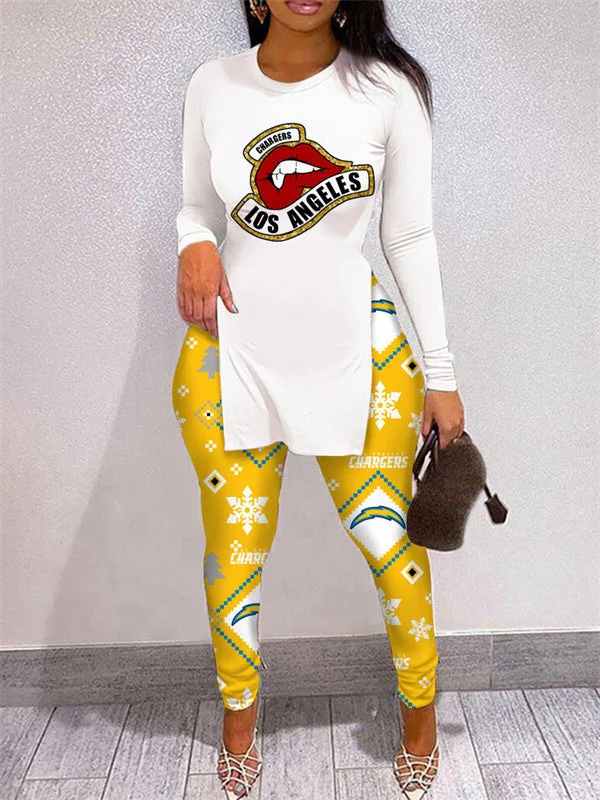 Los Angeles Chargers
Limited Edition High Slit Shirts And Leggings Two-Piece Suits