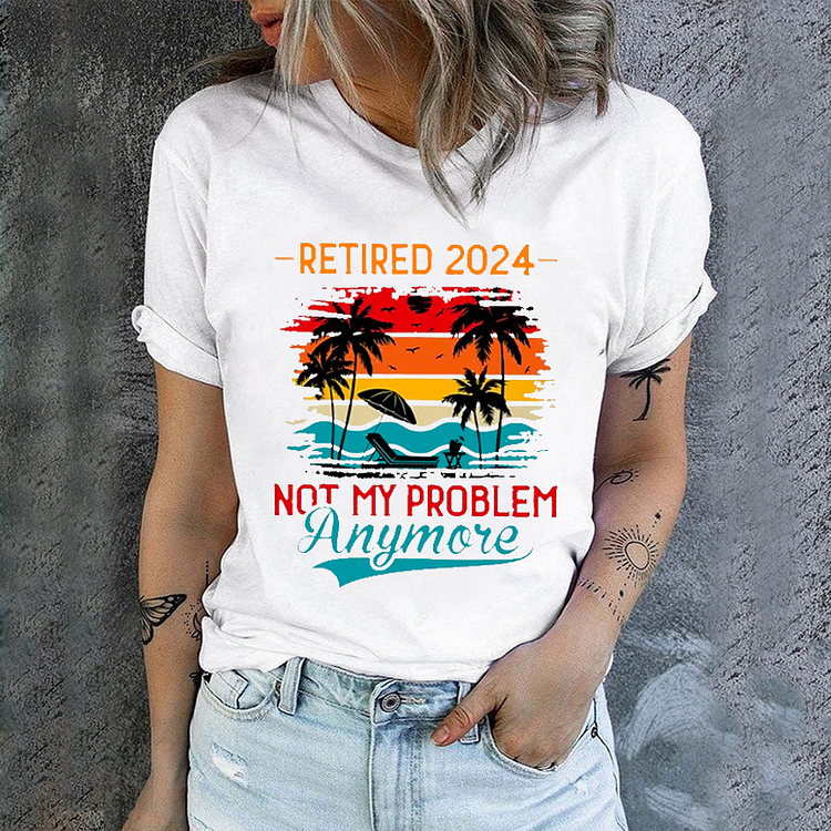 Casual Crew Neck Vacation Beach Pattern Letter T-shirts