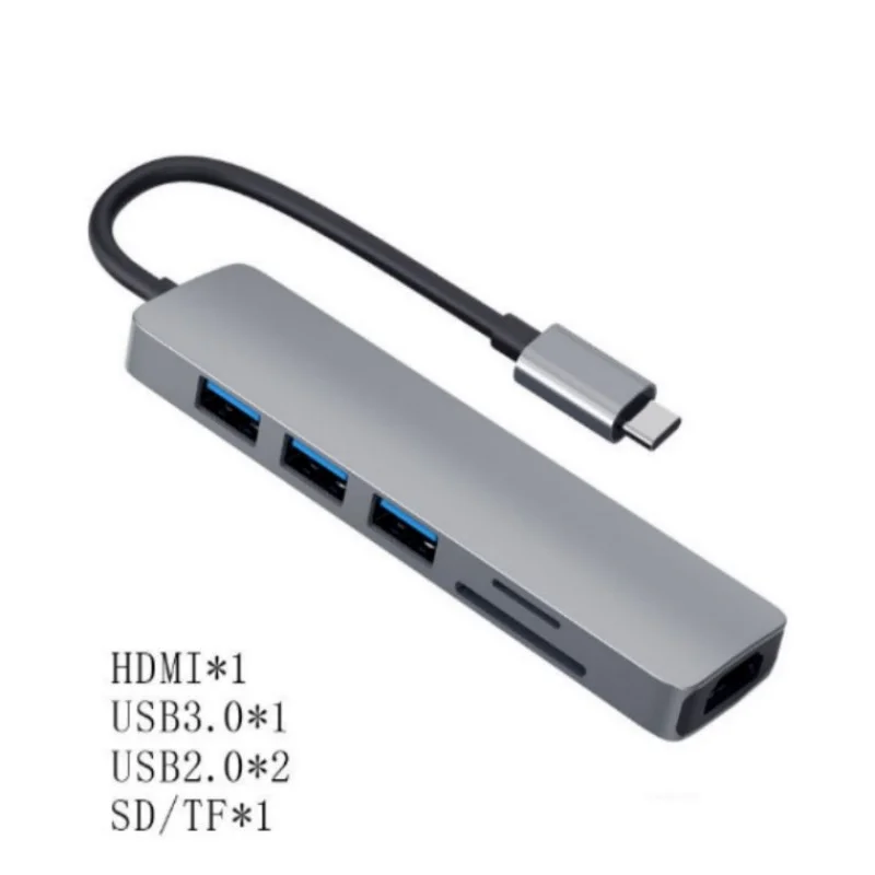 Type-C to HDTV USB3.0 HUB expansion dock SD/TF 6in1 HD 4K Splitter Adapter Laptop docking station