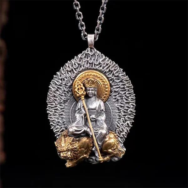 Sterling Silver Ksitigarbha Bodhisattva Compassion Pendant Necklace