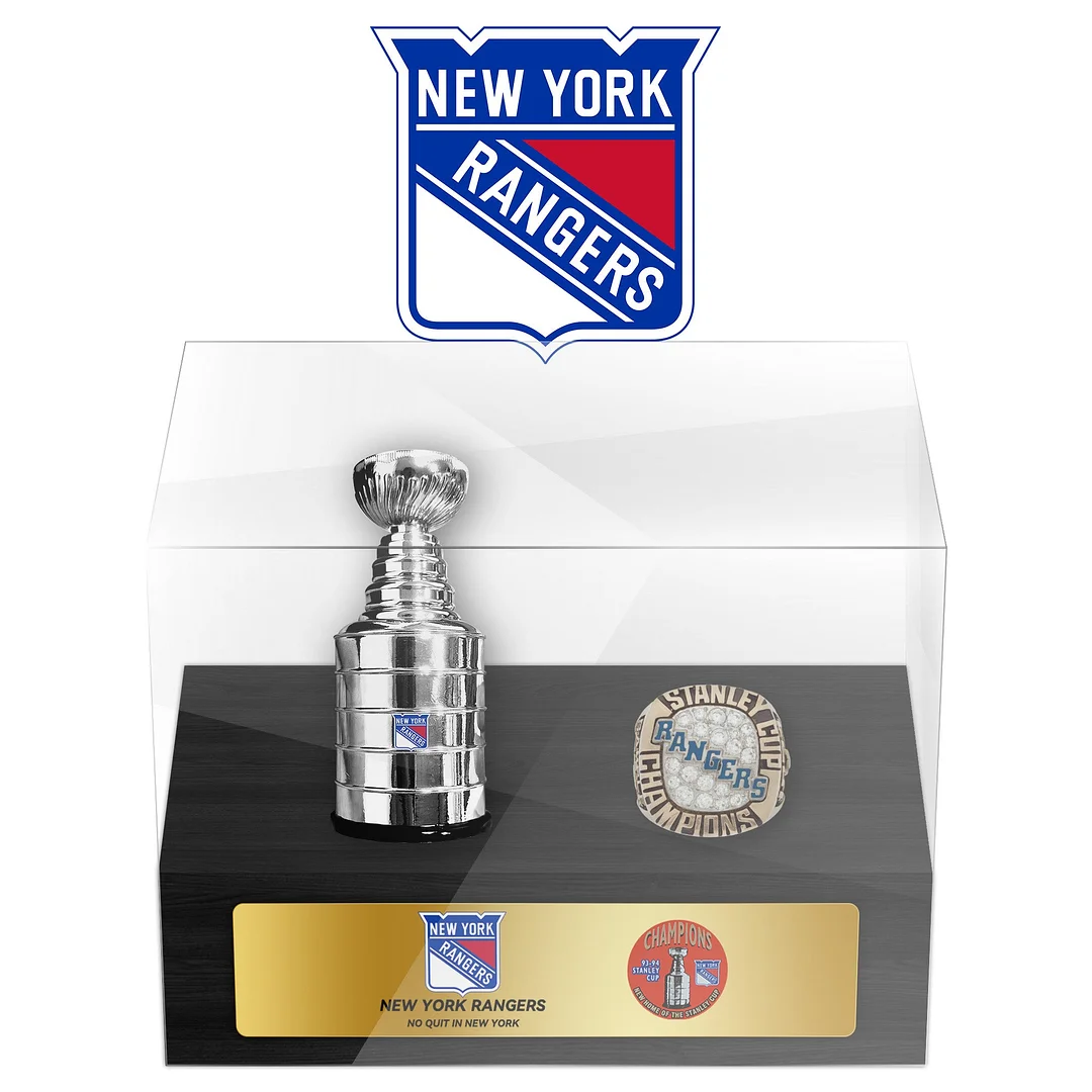 New York Rangers NHL Trophy And Ring Display Case
